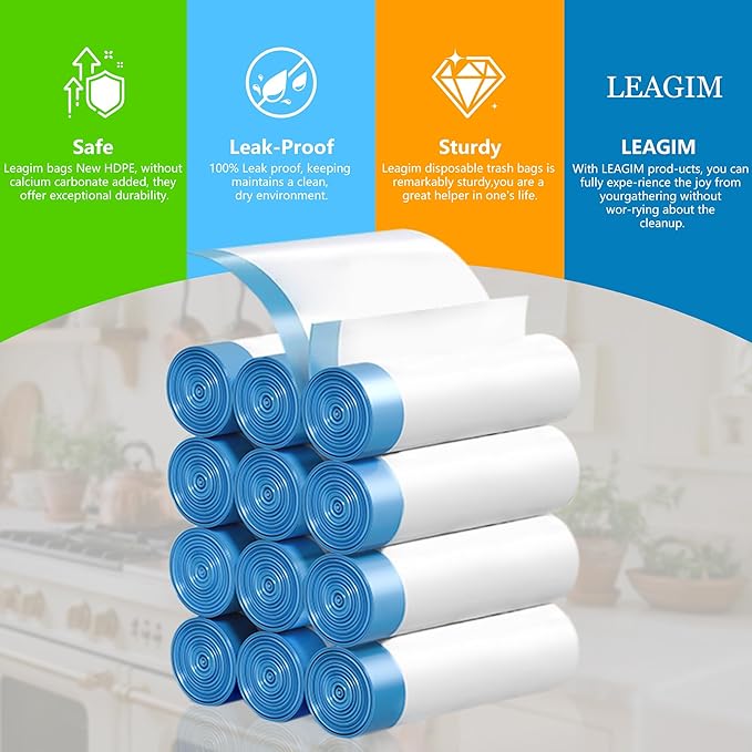 5 Gallon Trash Bags, 360 Count -1.2 Mil Drawstring Small Garbage Bags, White Plastic Trash Can Liners for Bathroom Accessories, 18 Liter, Bedroom, Dorm Room Essentials, Office