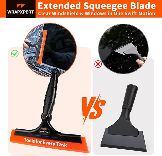 WRAPXPERT Window Tint Squeegee 8.3-Inch Silicone Squeegee for Car Windows, Window Tint Tool Kit for Windshield, Side Mirror, Shower Glass, and House Windows/Door Cleaning