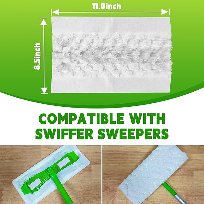 Dry Mop Refills Thickened and Feathery Pads 60 Count for Dirt, Pet Hair and Dust, Compatible with Swiffer Sweeper and ClicLak Regular Mop, Disposable Sweeping Cloths for Floor Mopping and Cleaning