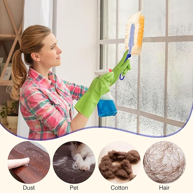 40 Count Duster Refills, Disposable Static Dust Removal Brush Replacement Head Compatible with Swiffer Duster Refills for Dusting Electronics Furniture Blinds Ceiling Fans, 1 Short Handle (Yellow)