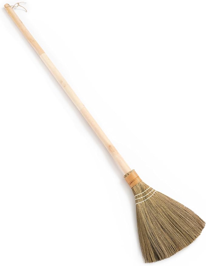 TTS For Home Handmade Whisk Sweeping Broom - Vietnamese Soft Straw Broom for Cleaning - Decorative 9.45" Width, 52.37" Length