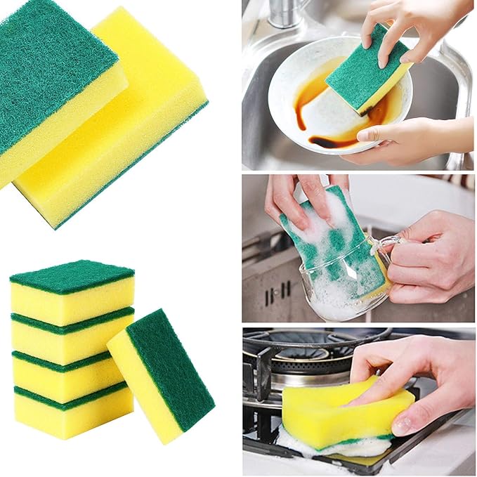 Sadocom 36 Pack Dishwashing Sponge Individually Wrapped, Non Scratch Scrub Sponges Scouring Pad for Household Cleaning, Sink, Pots, Pans, Kitchen,Hotel,Car.