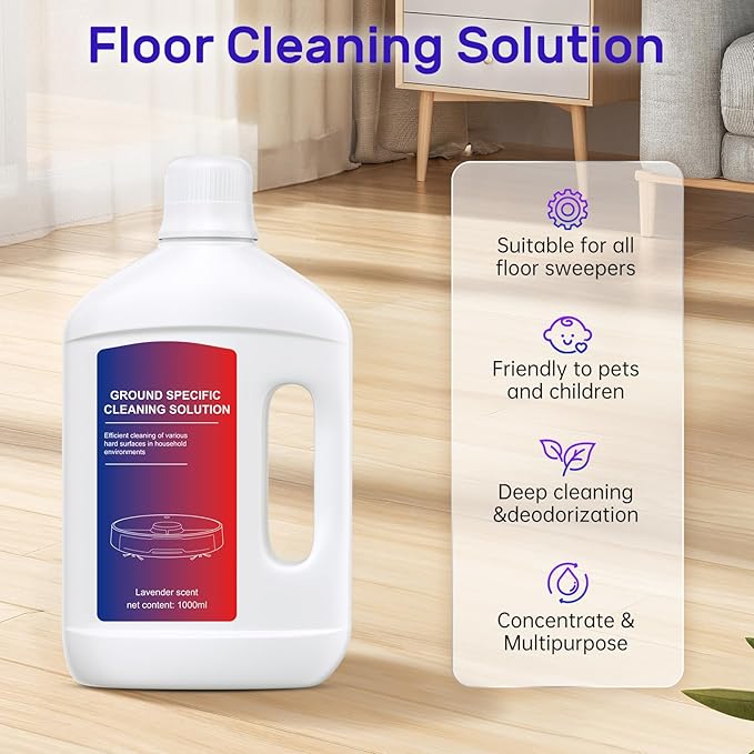 Nukisa Lavender Floor Cleaning Solution 1L Compatible with Dreame Wet & Dry Vacuum and Robot，Residue & Streak Free, Suitable for All Robot Vacuum Cleaners and Wireless Wet Dry Dual-Use Vacuum Cleaners