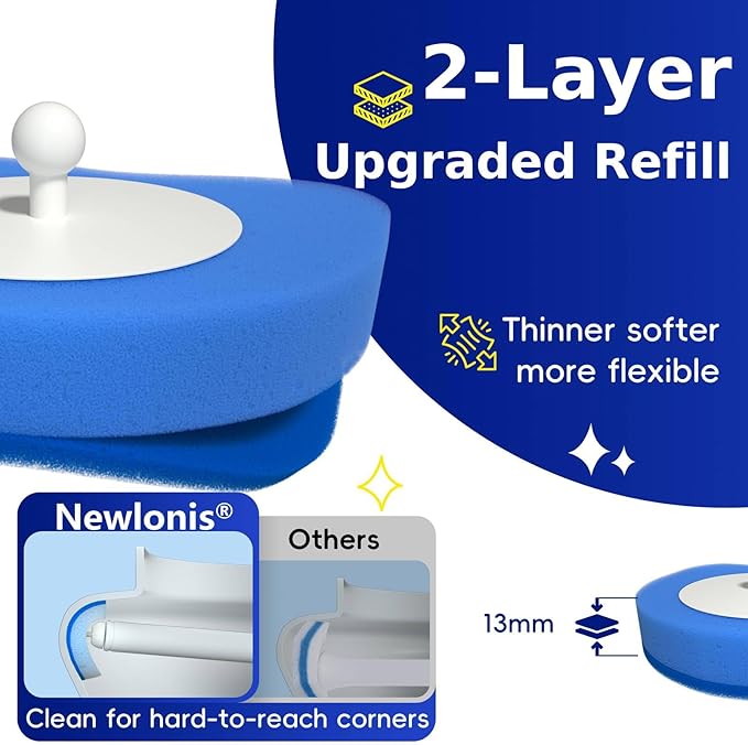 Newlonis® Disposable Toilet Brush Refills, 32 Pcs Cleaning Scrubbers, Not Compatible with Other Brands