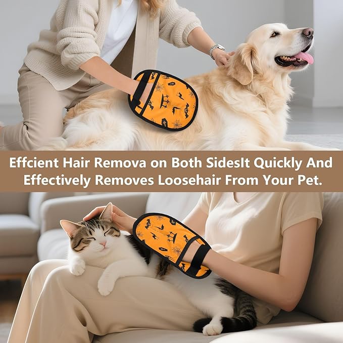 CHPGPUG Halloween Pet Hair Removal Glove for Cats & Dogs Reusable Pet Hair Removal Glove pet Hair Electrostatic Gloves