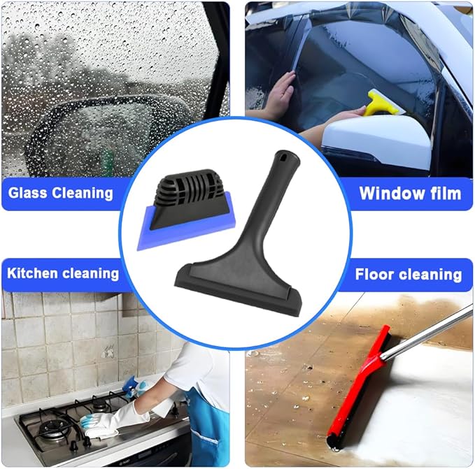 Cotonlake Window Tint Tool All-Purpose 6" Silicone Cleaning Squeegee 5 inch Handy Small Rubber Window Squeegee Auto Water Blade for Car Windshield, Window, Mirror, Glass Door,Shower (Black and Blue)