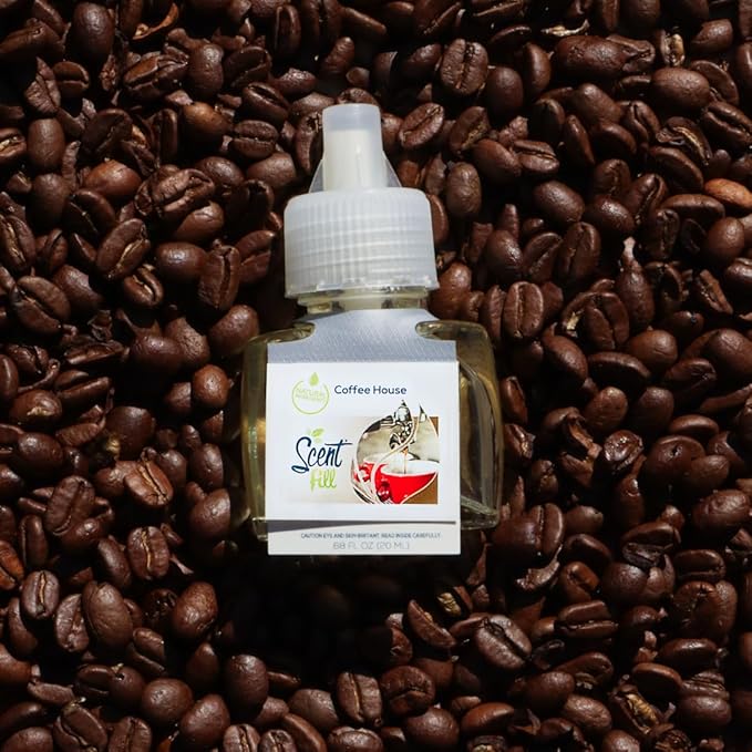Scent Fill Coffee House Plug in Air Freshener, Scented Oil Refills, 2 Refills + Diffuser