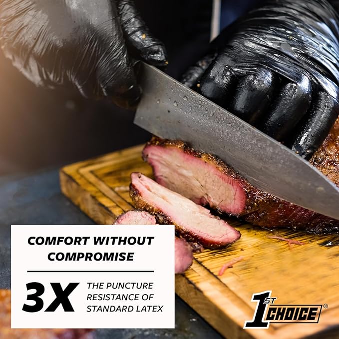 1st Choice Black Nitrile Gloves Disposable Latex-Free 5 Mil Textured for Cooking, Cleaning, Food Prep, XX- Large, Case of 1000