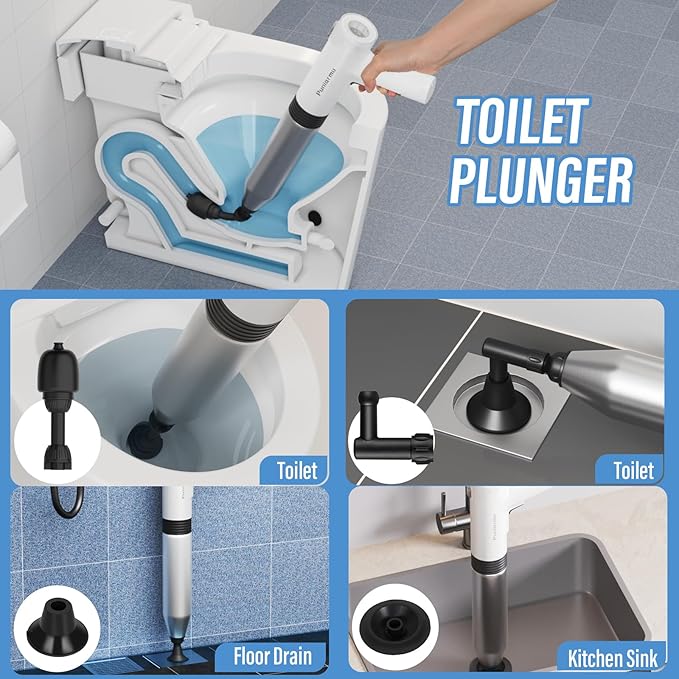 Puniarmu Electric Toilet Plunger,Unclog In One Shot,Remover For Bathroom,Kitchen Pipes Clog,High Pressure Air Plungers For Bathroom Heavy Duty