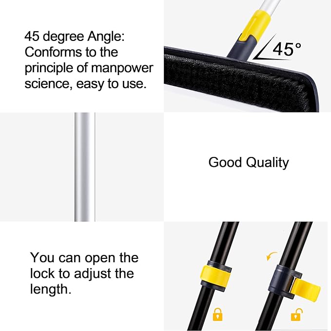 Yocada Floor Scrub Brush Telescopic Handle 2 in 1 Scrape Brush Stiff Bristle Shower Scrubber for Cleaning Patio Bathroom Garage Kitchen Wall Deck Tub Tile 55.9 inch Tall