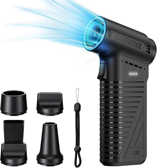 JJC Electric Compressed Air Duster with Brushless Motor, Portable 4-Gear Blower with Strong Airflow up to 42m/s, Rechargeable Cordless Blaster for PC Keyboard Camera Lens Home Ourdoor Car Cleaning