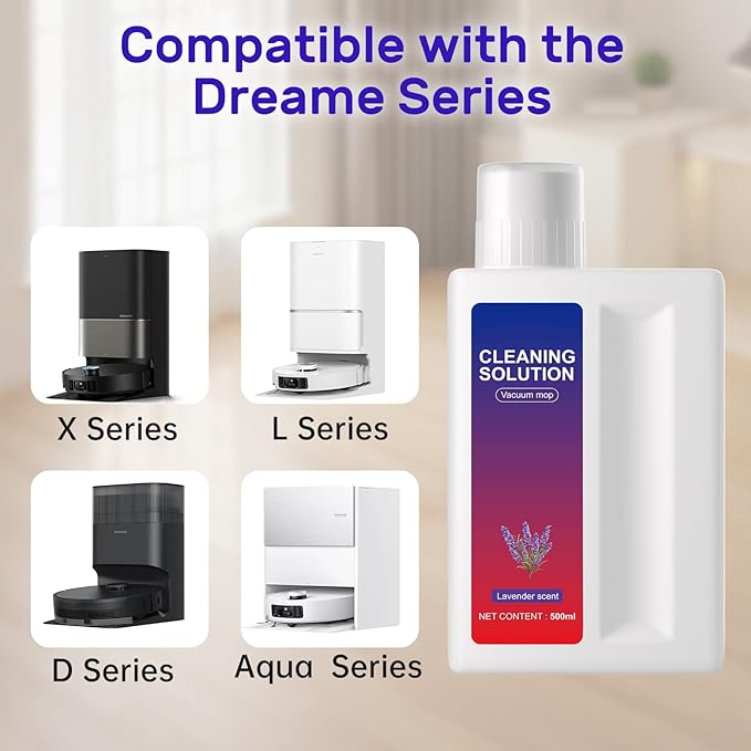 Nukisa Lavender Floor Cleaning Solution Compatible with Dreame Wet & Dry Vacuum and Robot， Residue & Streak Free,Suitable for All Robot Vacuum Cleaners and Wireless Wet Dry Dual-Use Vacuum Cleaners