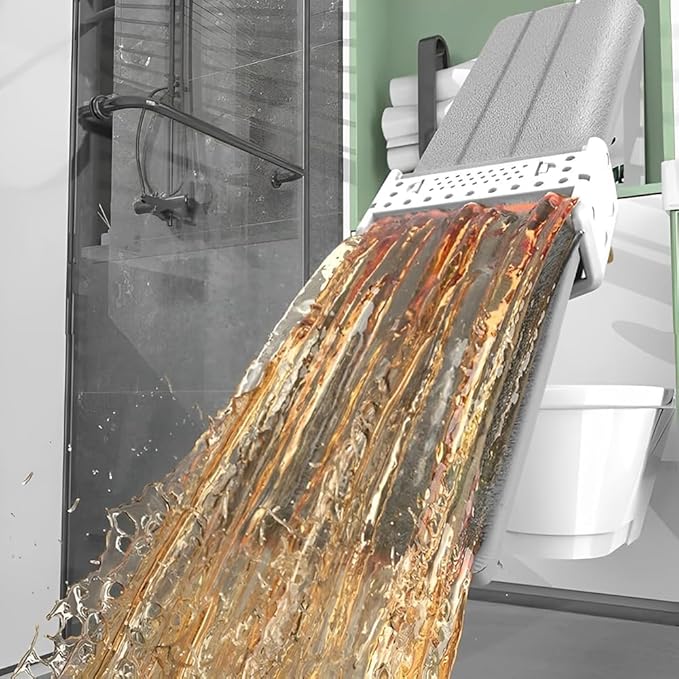 Large Flat Mop, Saker Plus Self Wringing Mop 360° Rotating Flat Mops with Washable Microfiber Pads, Independent Drainage Scraper Floor Cleaning System (White, 4 Microfiber Pads)