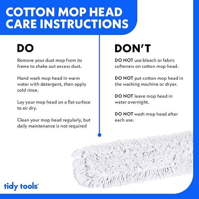 Commercial Dust Mop – 60 Inch Floor Sweeper for Hardwood, Reusable Cotton Mop Head, Extendable Handle, Dry Mop for Floor Cleaning & Janitorial Supplies