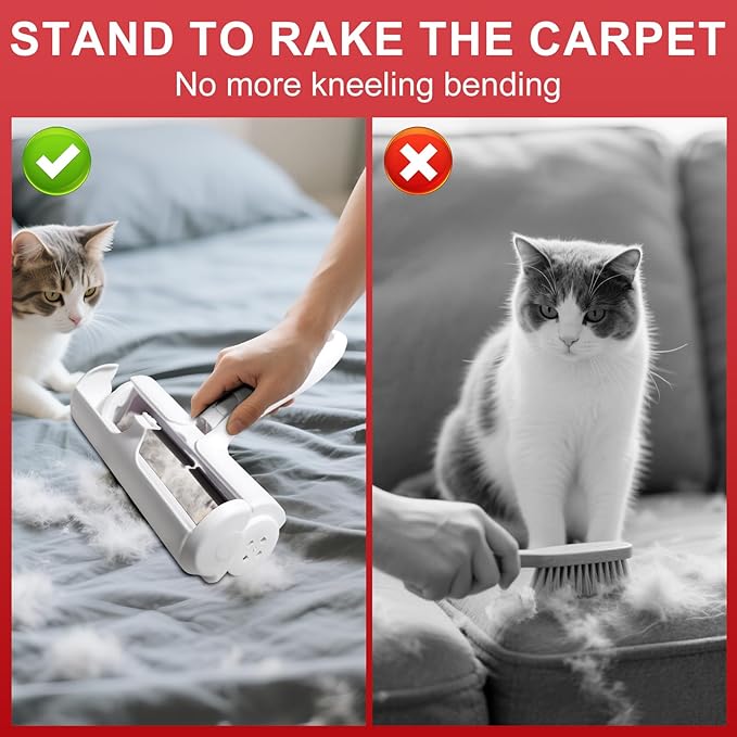 Cornnpet Roller Pet Hair Removal Tool – Reusable Lint Roller for Dogs & Cats – Self-Cleaning Fur Remover Brush - Portable, Multi-Surface Fur Removal Tool - Glove Brush and Pet Hair Extra Sticky Roller