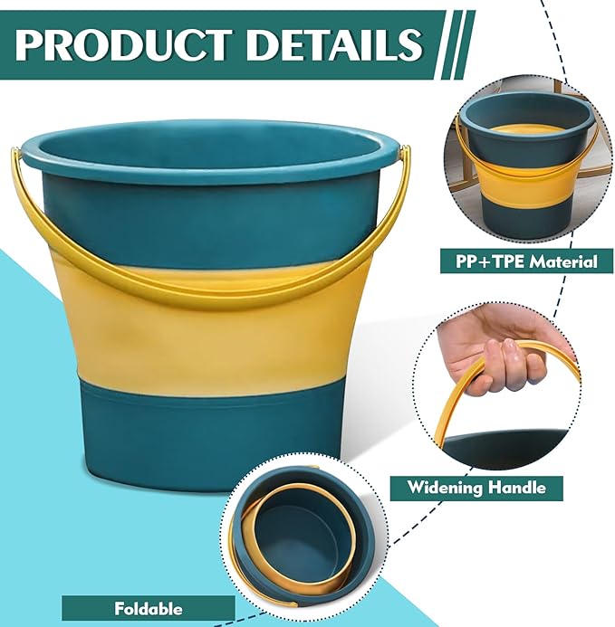 Collapsible Bucket 4.5 Gallon/17L Large Plastic Household Cleaning Mop Buckets Foldable Water Bucket for Car Wash Fishing Camping Beach (Blue)