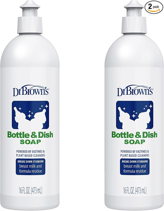 Dr. Brown's Bottle & Dish Soap for Baby Bottles and Baby Accessories, Plant-Derived, Fragrance-Free, 16 fl oz, 2 Pack