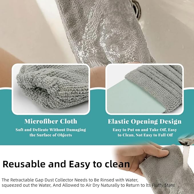 Saker Plus Mop, Retractable Gap Dust Cleaning Artifact, Retractable Gap Dust Cleaner Flat Duster 2 Microfiber Dusting Cloths Long Handle