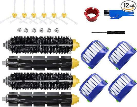 HsvrySa Replacement parts for iRobot Roomba 600 Series 694 675 618 692 675 676 695 677 671 655 645 690 680 660 650 620 614 & 500 Series 595 585 564 robot 2 Bristle 2 Beater Brush 4 Filter 6 Side Brush
