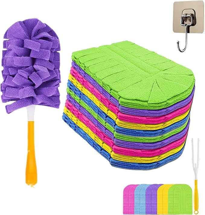 360° Electrostatic Duster Refills — The Sustainable Choice for a Home, Duster Refills Reusable, Duster Refills Washable for Hand Duster, with Microfiber Dusting Heads (1 Handle + 10 Refills)
