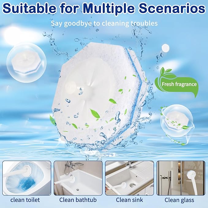 80 Count Disposable Toilet Wand Refills for Toilet Wand, 5X Cleaning Power Scrubber Refill, Bathroom Cleaning Supplies, No Falling Apart, Fresh Fragrance
