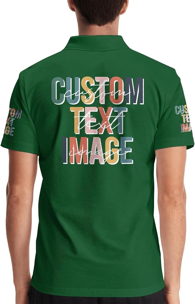 Personalised Polo Shirt Custom Work Shirts for Men Women Printed Text or Logo Working Top, Casual Wear, and Sports Teams