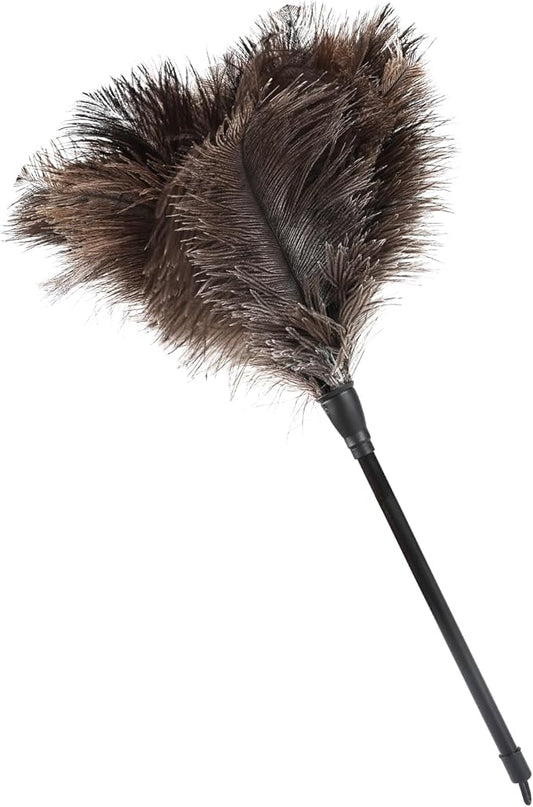 MehelloFeather Ostrich Feather Duster 15Inch Natural Fluffy Handheld Feather Dusters for Cleaning Keyboard Home Car Office (1PCS)