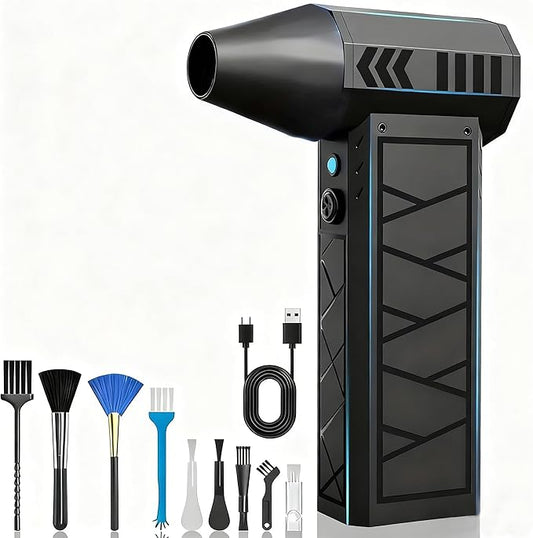Compressed Air Duster-130000RPM Powerful Electric Air Duster with LED Light, 4 Gear Adjustable-Durable Blower -Rechargeable Cordless Duster for PC, Keyboard, Car, Outdoor, Home and Leaves Clearing