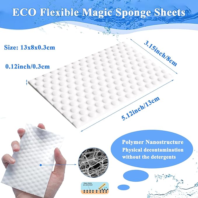 Magic Sponge Eraser Sheets, 52Pcs All-Purpose White Melamine Sponge Convex Point Disposable Magic Cleaning Wipes for Furniture Kitchenware, Hard-to-Reach Places, Shoe