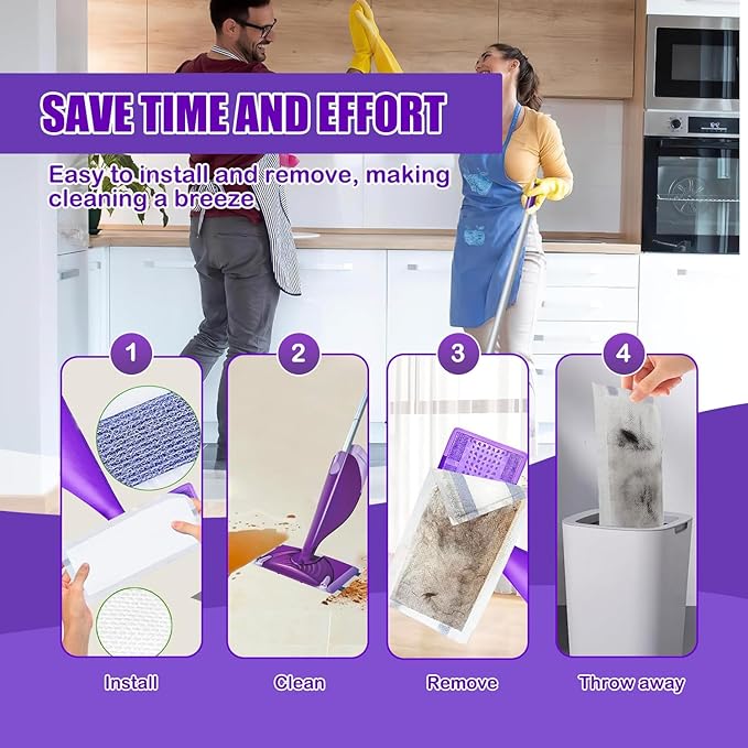 30 Pack Disposable Mop Pad Refills for Wet Jet Mops, Wet Jet Mopping Pads for All Purpose Multi Surface Hardwood Floor Cleaning, 4 Layers Thickened and Super Absorbent