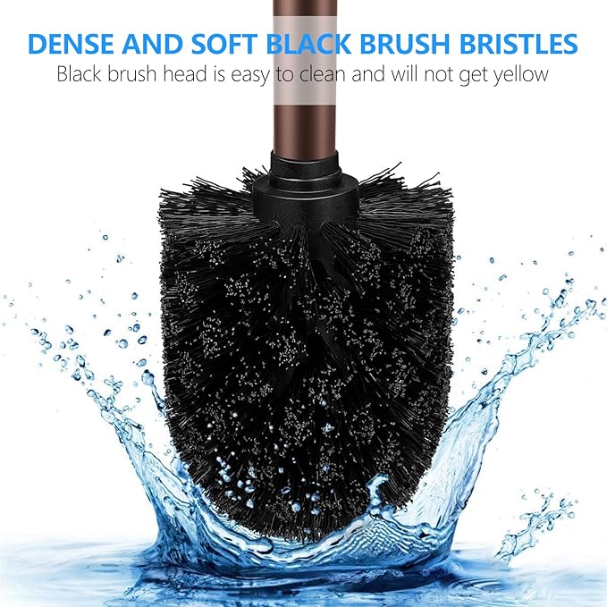 SetSail Toilet Brush, Compact Size Toilet Bowl Brush and Holder Toilet Brushes for Bathroom with Stainless Steel Handle Toilet Cleaner Brush with Durable Scrubbing Bristles, 2 Packs, Brown