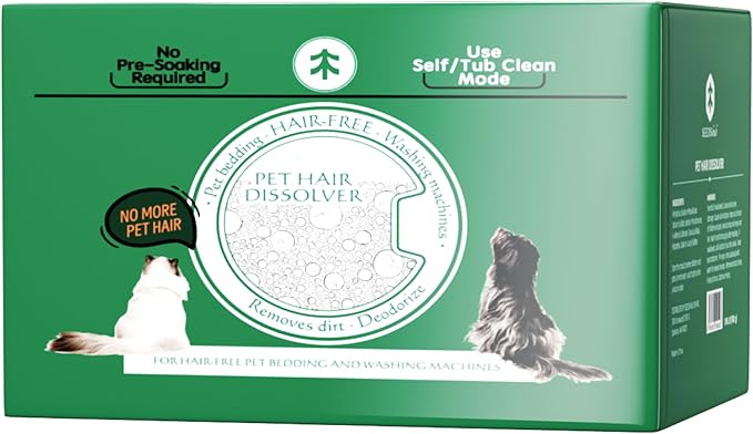 FurGone by Seedshub Pet Hair Dissolver Washing Machine Cleaner Powder, 12 Months Supply, Dog Cat Fur, Stains & Odors Remover for Laundry, Pet-Friendly, Deep Cleaning for HE Top & Front Load,12 Sachets