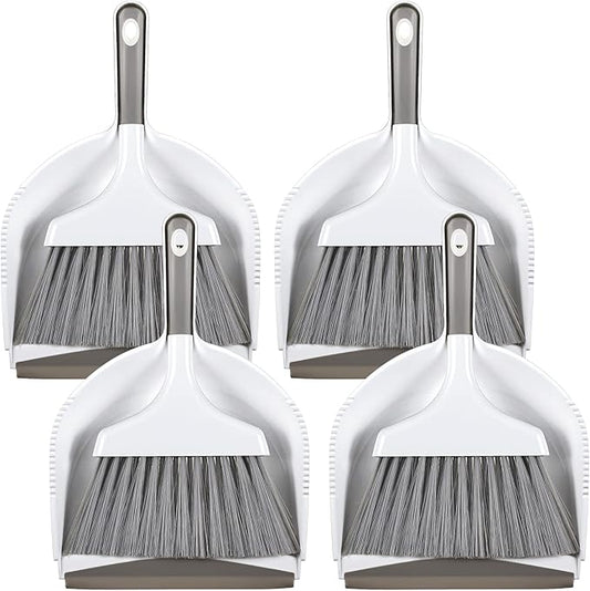 4 Sets Mini Dustpan and Brush Set Small Dustpan and Broom Set Portable Home Cleaning Supplies Brush and Dust Pan Combo with Handle for Desk Kitchen Keyboard Car Pet Waste
