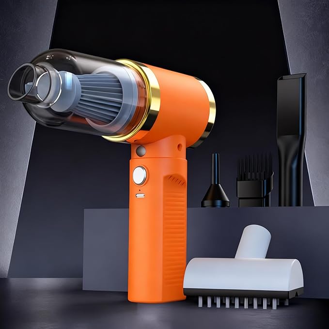 BGGJJ Car Vacuum Portable Cordless,Car Vacuum Cleaner high Power, Home Handheld Vacuum 30Mins with Battery,Orange Portable Vacuum Cordless 5000mAh,15000Pa Strong Suction.(Orange)