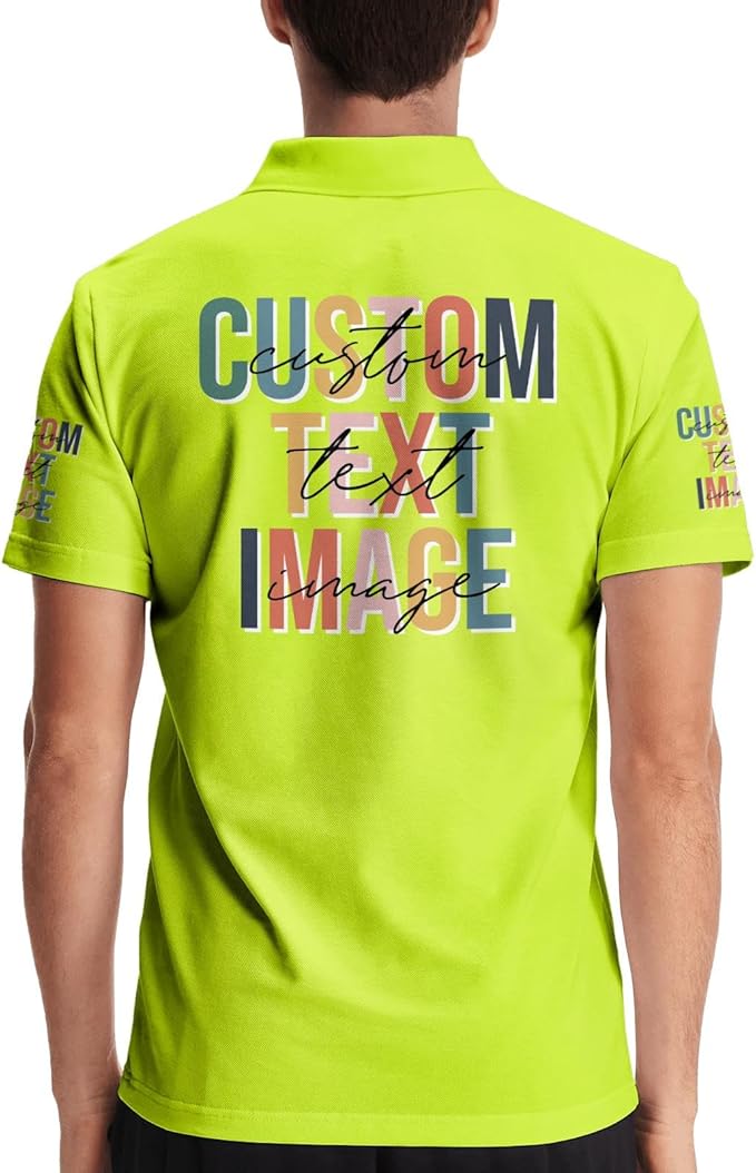 Personalised Polo Shirt Custom Work Shirts for Men Women Printed Text or Logo Working Top, Casual Wear, and Sports Teams