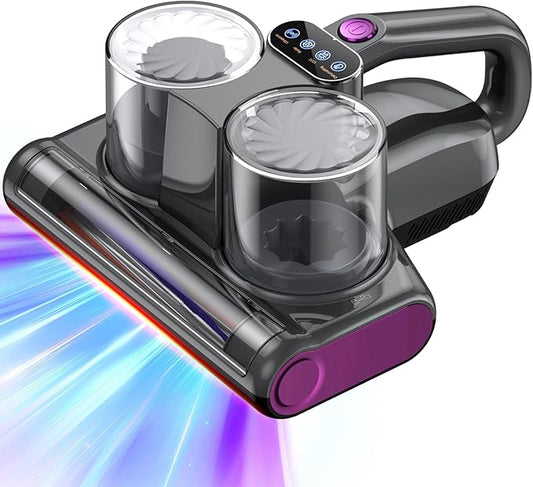 JPHYLL Mattress Vacuum Bed Vacuum Cleaner 16Kpa Suction 253.7nm UV-C Light, 140°F Heated Air, 30000 RPM Brushroll, Ultrasonic, HEPA Filter, Handheld Vacuums for Carpet/Sofa, 500W Corded, (Dark Gray)