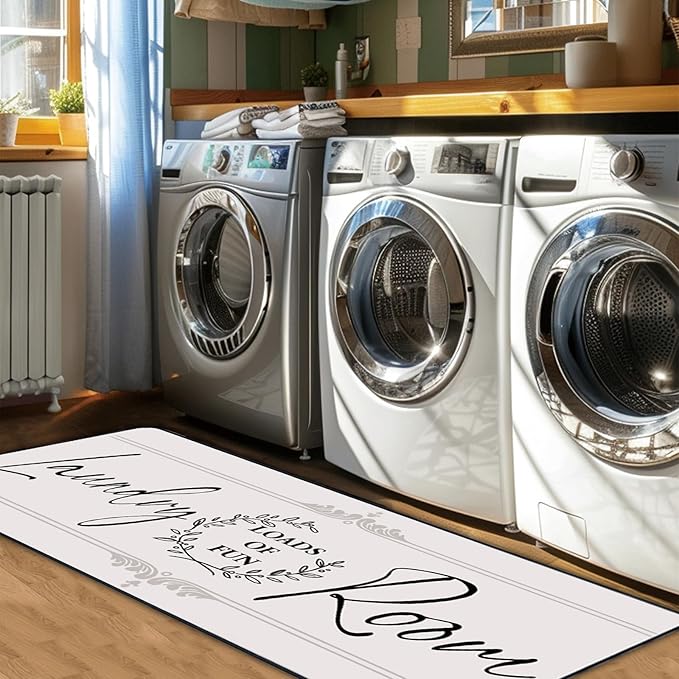 Laundry Room Rug Runner 24"X72" Non Slip Farmhouse Mats Organization and Washable Floor Long Rugs for Laundry Room Accessories Mudroom Kitchen Bathroom Area Rugs Decor