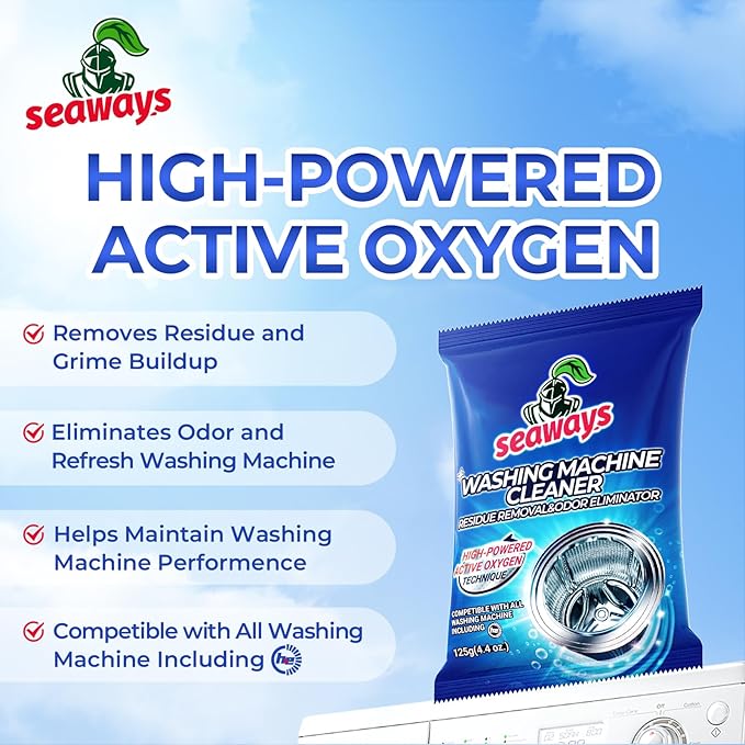 Washing Machine Cleaner Powder 12 Pack - Deep Clean Solution for HE Top Load and Front Load Washers, Descaler for Drum, Tub & All Internal Parts - 12 Month Supply