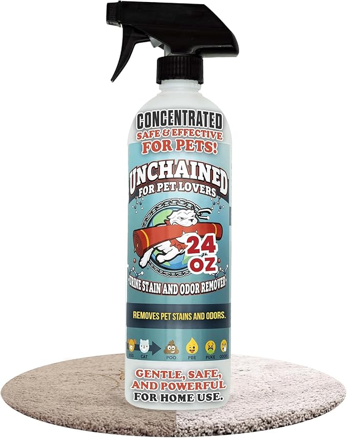 Truck Mount Forums Unchained Pet Urine Stain & Odor Remover Spray – Oxygen-Based Cleaner, Professional Strength for Carpets, Concrete, Furniture, Upholstery – 24oz