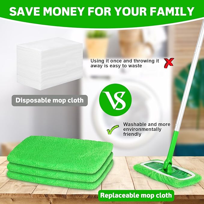 AmaVins 8 Pack Reusable Microfiber Mop Pads Compatible with Swiffer Sweeper, Dry Sweeping Cloths & Wet Mopping Cloths, Washable Pads for Surface/Hardwood Floor Cleaning (Mop is Not Included)