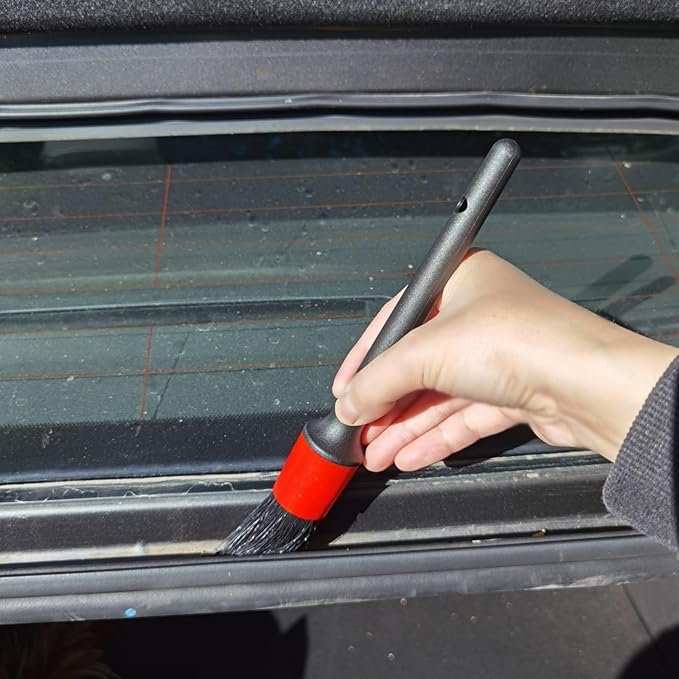 femryer Car Detailing Brush Set of 5 - Soft Boar Hair, Car Wash Brush, Wheel Cleaner Brush, Car Dust Brush, Car Interior Leather Seat and Vent Brush, Car Detailing Kit