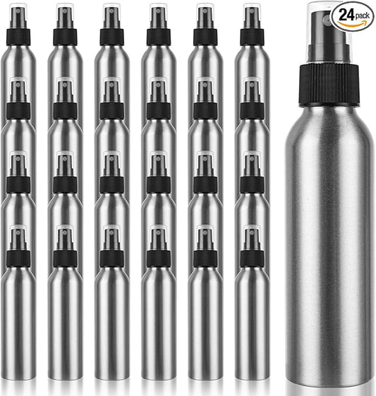 24PCS Aluminum Spray Bottle 4 oz Metal Mist Spray Bottle, Stainless Steel Spray Bottles 4 oz for Liquids Cosmetic Perfume Storage