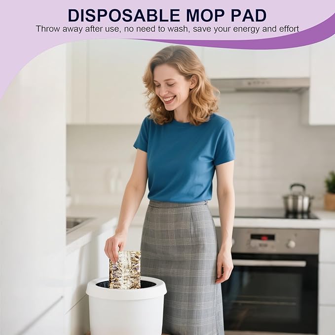 42 Count Disposable Power Mop Pads, 5X Cleaning Power Mop Refills for Swiffer Power Mop, Unscented 14-Layer Thickened Wood Mop Refill Pads for Surface Floor Cleaning