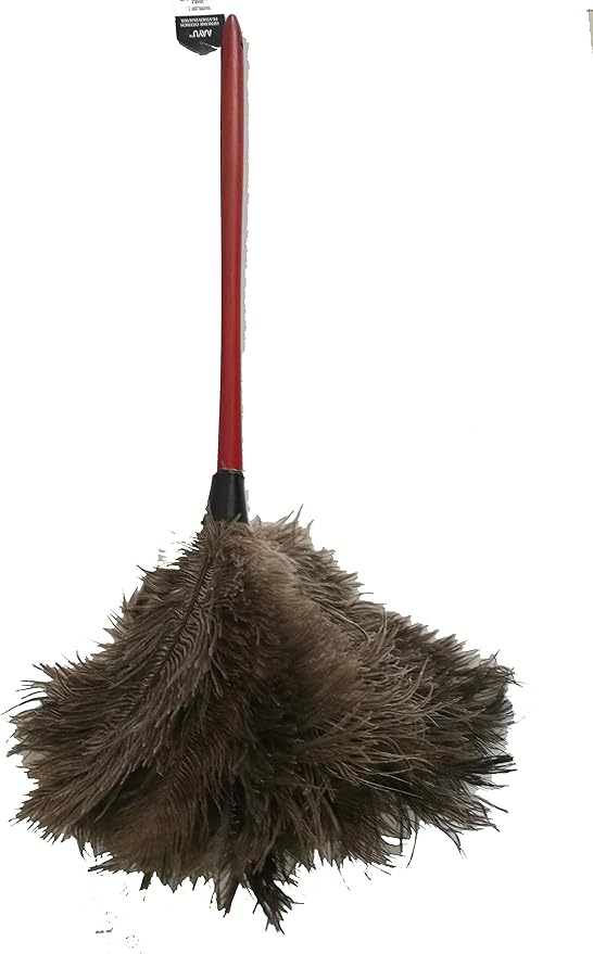 AAYU Ostrich Feather Duster 22-24" inches | Natural Feathers Duster for Cleaning and Moping Genuine w/Long Wooden Handle Eco-Friendly Easy to Use (55 cm)