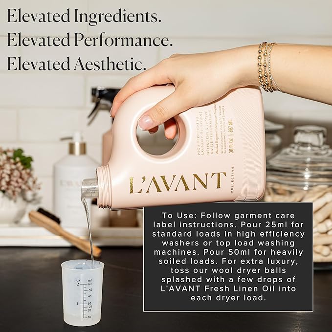 L'AVANT Collective High Performing Laundry Detergent Soap | Luxury Cleaning & Powerful Odor Defense Liquid Ultra Concentrated Professional Wash 30 Oz (30 Fl Oz (Pack of 1), Blushed Bergamot)