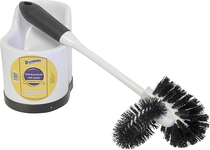 Toilet Bowl Brush Set with Rim Cleaner and Holder – Bathroom Cleaning Brush with Under-Rim Scrubber and Stable Storage Caddy