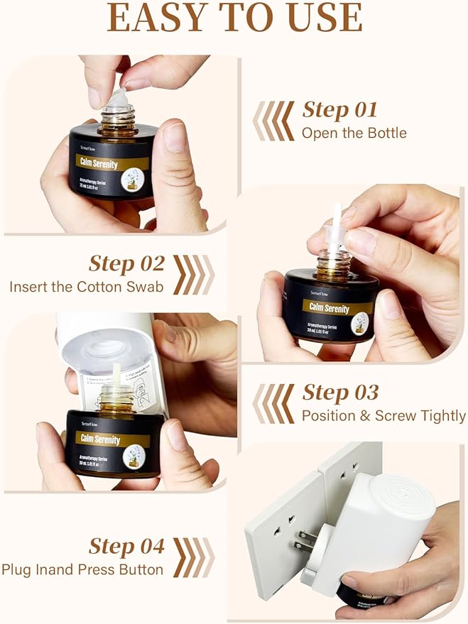 SF101S Smart Wi-Fi Waterless Ultrasonic Essential Oil Diffuser–100% Plant-Based,120-Day Natural Air Freshener & Aromatherapy Scent Diffuser Covers 100㎡ for Home,Hotel-Golden Warmth