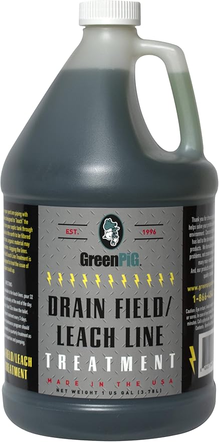 GREEN PIG Drain Field Cleaner, Septic Safe Drain Clog Remover, Septic Tank Treatment for Quickly Clearing Clogs and Odors, Gallon