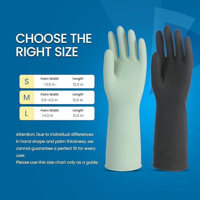 Rubber Dishwashing Gloves for Kitchen 4 Pairs Cleaning Household Dish Washing Reusable & Waterproof Latex Glove(Small)