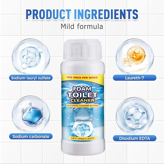 Foam Toilet Cleaner, 2025 New Toilet Bowl Cleaner, Advanced Bathroom Cleaner for Home, Non-Toxic Toilets Cleaning Powder with Families (3)